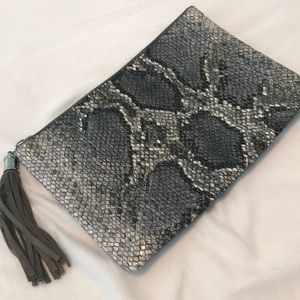 Express Snakeskin Print Clutch